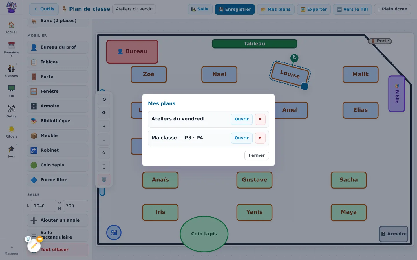Le plan de classe : Autant de plans que d’usages