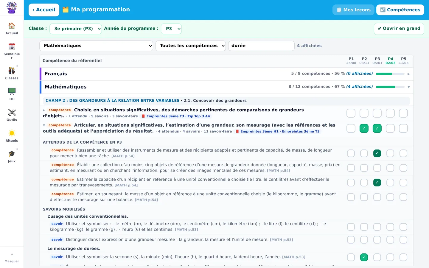 La programmation annuelle : Filtrer, chercher, déplier