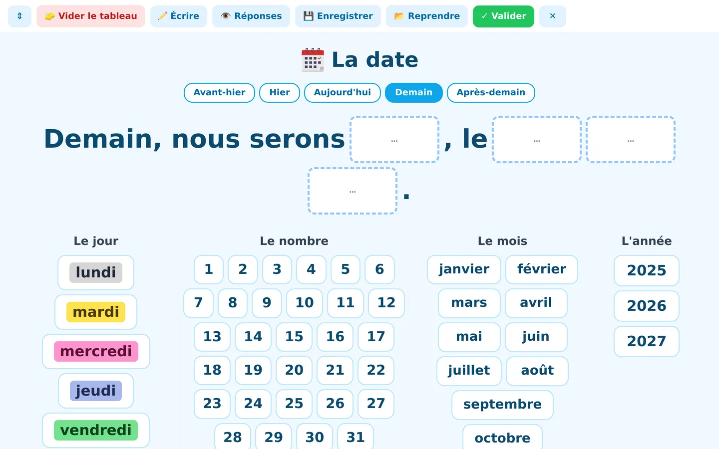 Le rituel « La date » : Avant-hier, hier, demain…