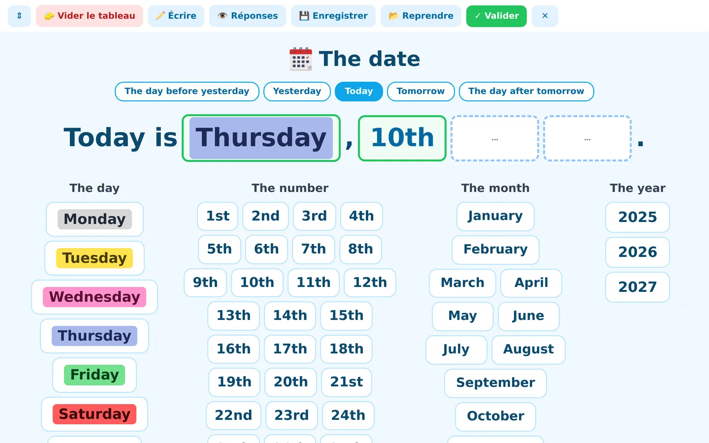 Le rituel « La date » : La même date en anglais