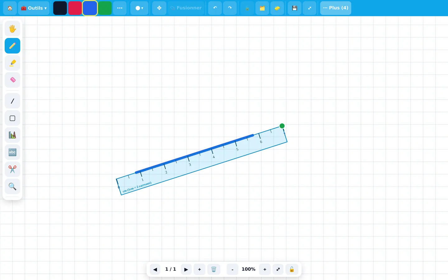 Tracer au tableau avec les outils de géométrie.