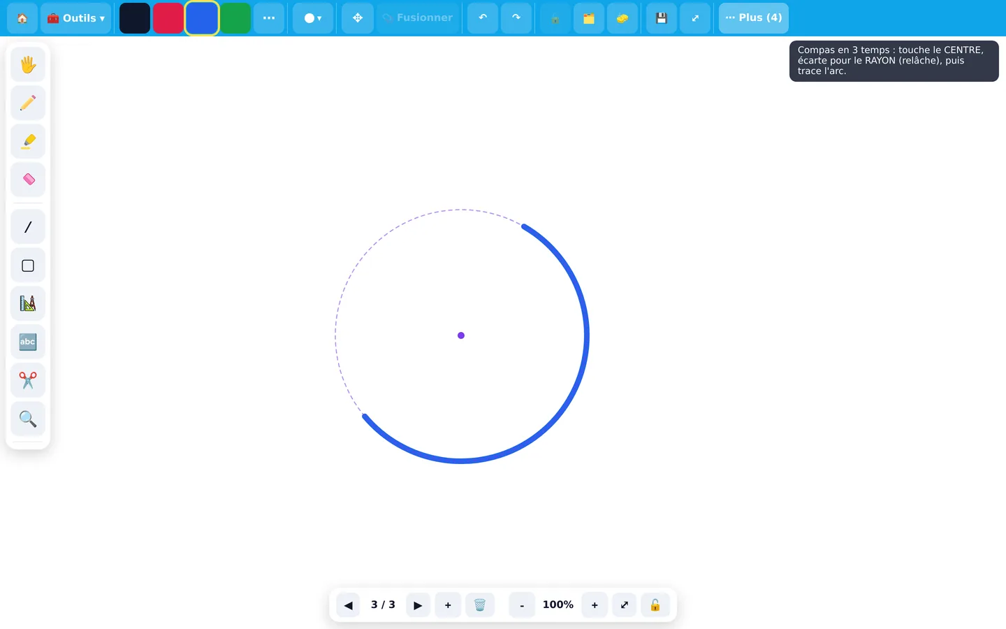 Le tableau blanc interactif : Le compas en trois temps